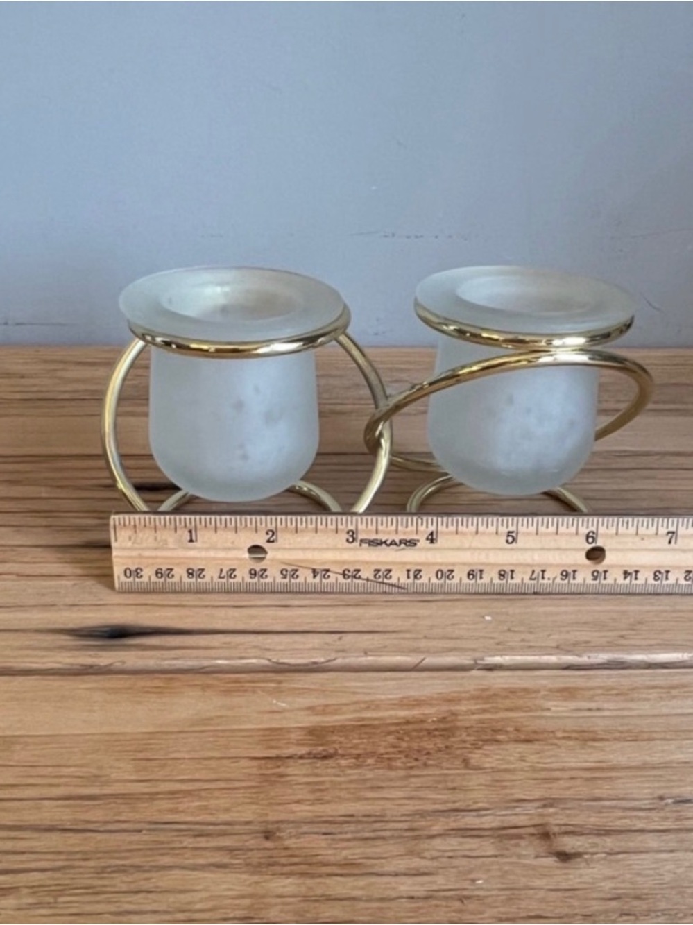 Gold and Frosted Glass Spiral Candle Holders - Set of 2 - Picture 9 of 9